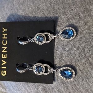 Givenchy Silver-Tone Stone & Crystal Halo Double Drop Earrings